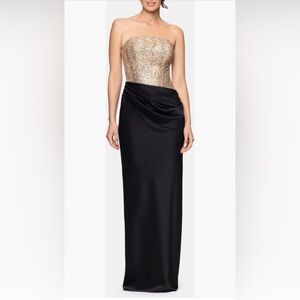 Betsy & Adam Black and Gold Dress